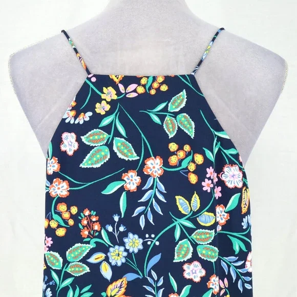 Loft Top Womens Small Blue Pink Floral Camisole Lined Blouse Scallop Neckline - Picture 7 of 11